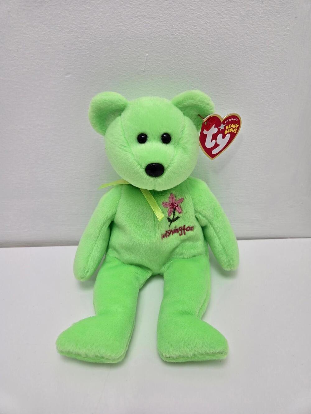 Ty Beanie Baby “Washington Rhododendron” the State Flower Bear (8.5 inch)